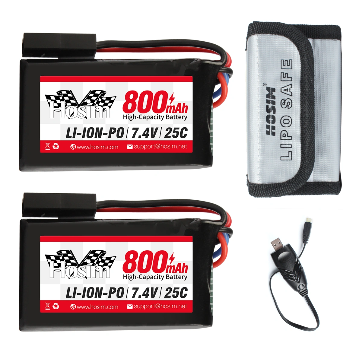 Hosim RC Powerhouse: Double the Fun with 7.4V 800mAh Batteries!